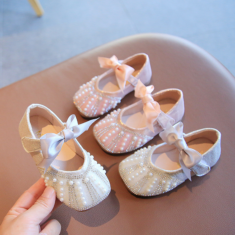 

Children's Sneakers sweet Rhinestone Bow Girls' Princess Shoes Lovely Baby Single Shoes Y2240311, Pink