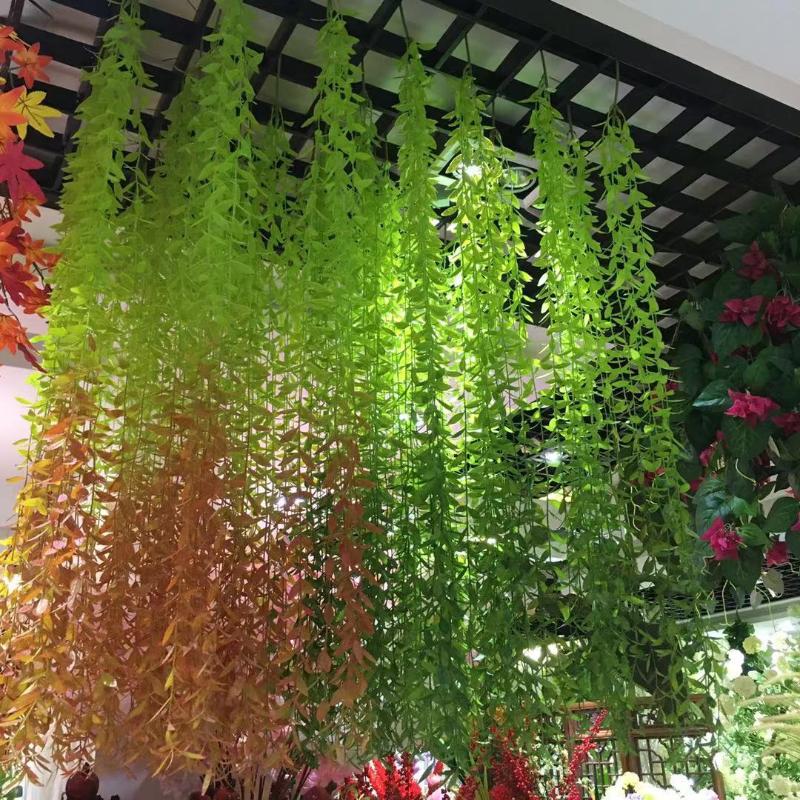 

Decorative Flowers & Wreaths Wall Hanging Weeping Willow Fake Grass Vines Room Decor Plastic Artificial Plantas Artificiales Garden Decorati, Green