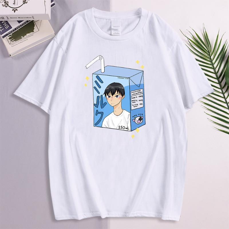 

Men's T-Shirts T-Shirt Kageyama Milk Cute Cartoon Print Tshirt For Mens Harajuku Street Male Loose Tee Shirts Cotton Vintage Man Punk, Black