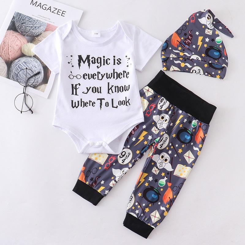 

Clothing Sets Born Baby Boy Clothes Outfits 3 Pieces Little Wizard Tops Pants Hat Toddler Girl ClothingClothing