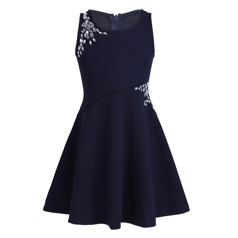 

Girl's Dresses Kids Girls Sleeveless Dazzling Rhinestones Embellished Dress For Party Casual Autumn And Winter DropGirl's, As pic