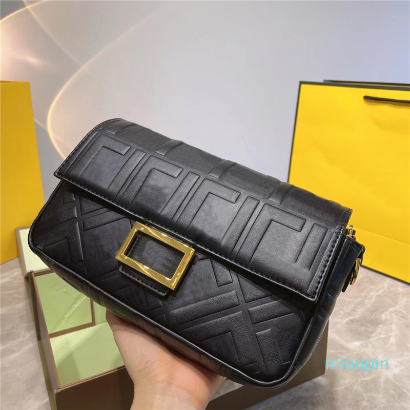 

Classic Fashion Women's baguette bag Cross body Chain Shoulder bag Handbag leather soft perfect hardware flip design with removable broadban