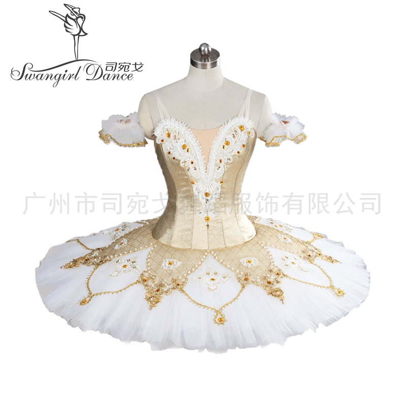 

Professional YAGP Gold Nutcracker Professional Pancake Ballet Tutus Women White Tulle Performance Stage Costume BT9099