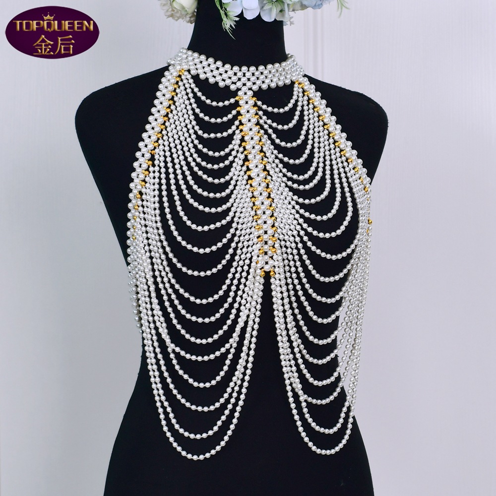 

Wedding Jewelry Pearls Shoulder Chain Tassel Baroque Pure Handmade Pendant Diamond Bridal Rhinestone Neck Chain Accessories Bridal Necklace VG48
