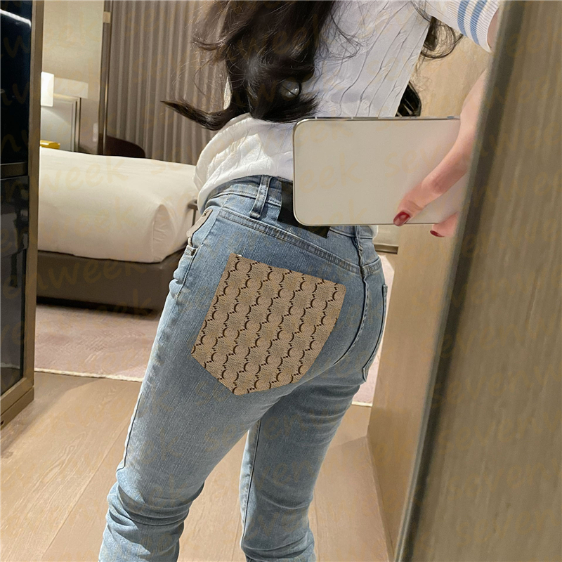 

Jacquard Letters Womens Jeans Pants Fashion Designer Lady Denim Pant High Quality Women Clothing, Tops