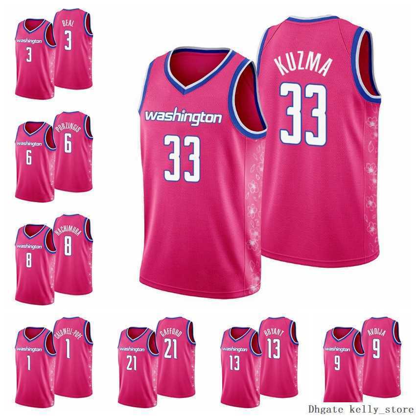 

Printed 75th Washington''Wizards''Men Kyle Kuzma Bradley Beal Kristaps Porzingis Pope Rui Hachimura Daniel Gafford Deni Avdija 2022 City Pink Edition