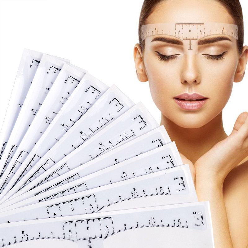 

10PCS/lot Reusable Semi Permanent Eyebrow Ruler Eye Brow Measure Tool Eyebrow Guide Rulers Microblading Calliper Stencil Makeup 119