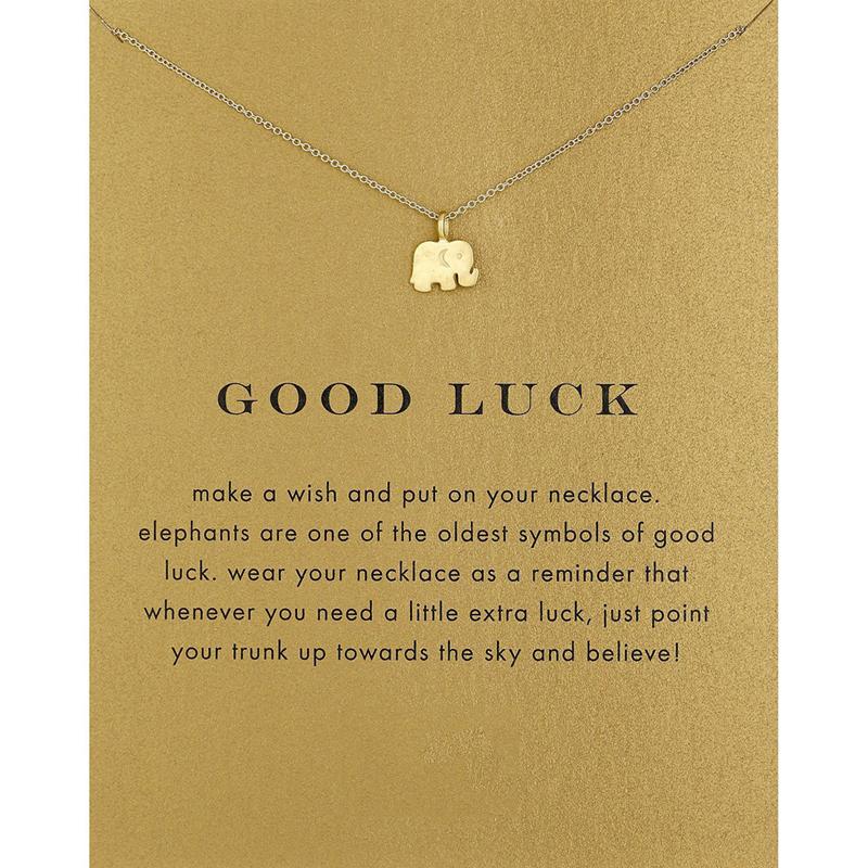 

Pendant Necklaces 2022 Lovely Elephant Short Chain Choker Necklace For Women Golden Wish With Card Jewelry As Gift GOLD LUCK