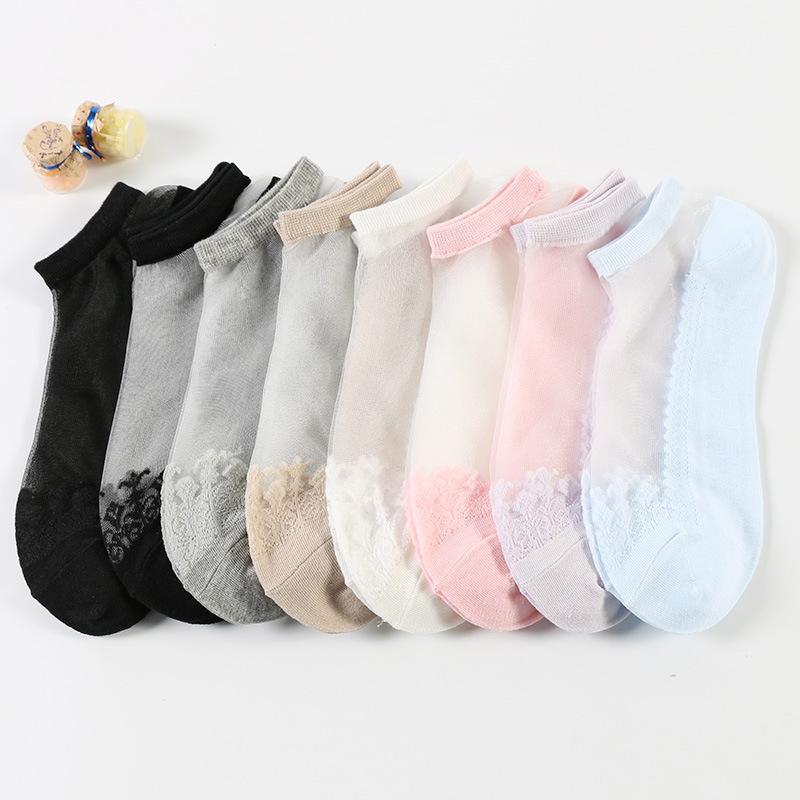 

Socks & Hosiery Transparent Lace Crystal Silk High Elasticity Sexy Spring And Summer Color Boat Soxs Women SocksSocks, Wzv-0000107-3