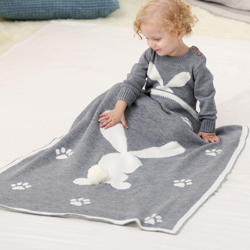 

Blankets & Swaddling Baby Knit Born Accessories Cartoon Soft Swaddle Kids Towels Toddler Infant Stroller Bedding Blanket 75*95cm, Dark grey