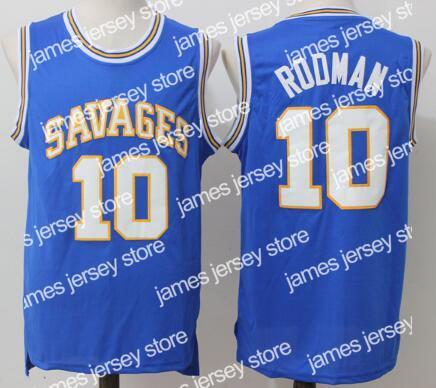 James Oklahoma Savages 10 Dennis Rodman Jersey Hommes University Basketball Rodman High School Jerseys Couleur de l'équipe Blanc Bleu Vert NCAA C