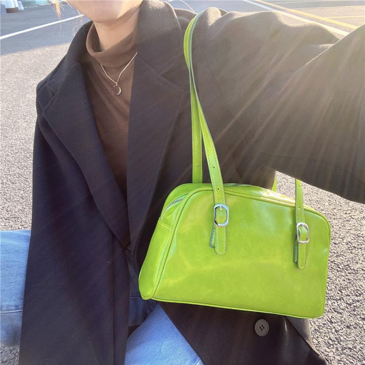 

Evening Bags Large Capacity Women Shoulder Underarm Bag Solid Color PU Leather Ladies Portable Handbag Fashion Design Female Casual Tote, Black