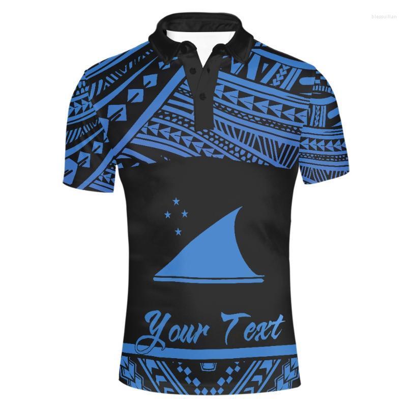 

Men's Polos Polynesia Tattoo Printing Breathable Blue And Black Shirt Men's Summer Plus Size Stand-up Collar Short-Sleeve Mens T ShirtsM, Zsn870418003cs