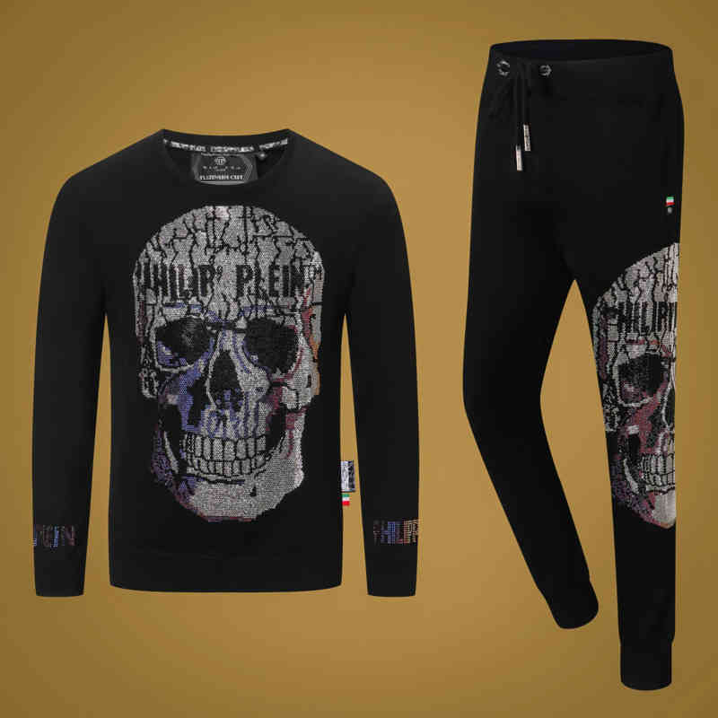 

Men's Set Plein Casual Sweater Tracksuits Hot Drill Skull Pp Sweatpants Men's Black Cotton Suit
