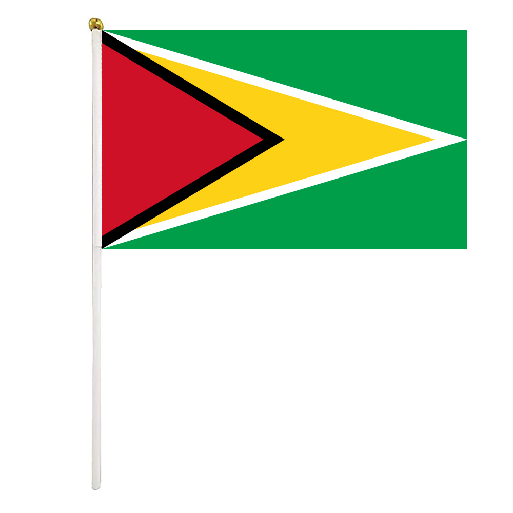 

Guyana Flag Guyanese Hand Waving Flags 14x21 cm Polyester Country Banner With Plastic Flagpoles For Parades Sports Events Festival Celebrations
