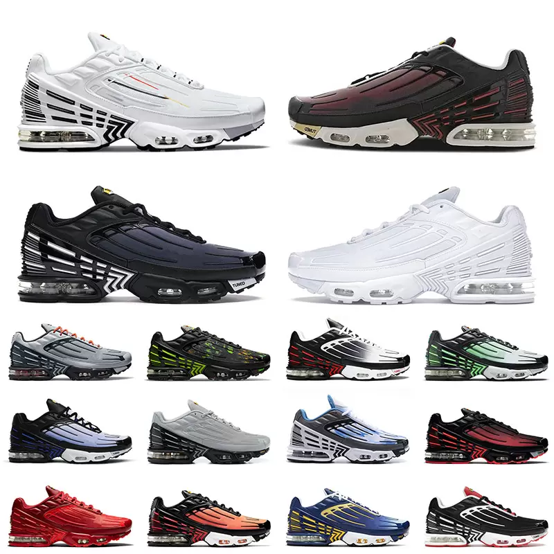 

outdoor jogging tuned plus 3 tn III Running Sports Shoes Size 12 Multi White Obsidian Laser Blue Crater Neon Radiant Red Trainers Sneakers 36-46, 14