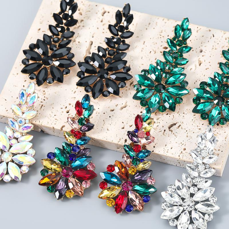 

Dangle & Chandelier Arrival Colorful Rhinestone Statement Drop Earrings For Women High-Quality Female Luxury Simple Charm Wedding Jewelry Br
