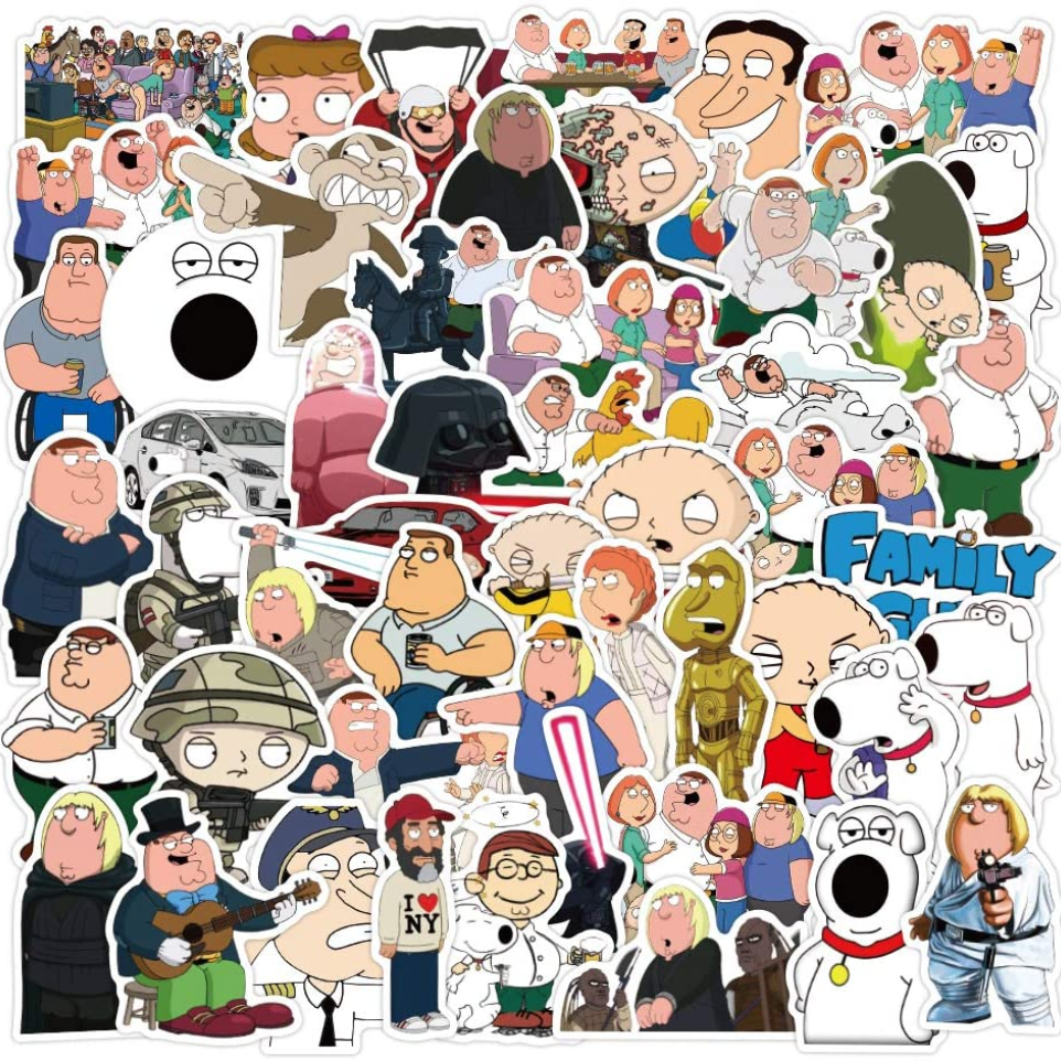 

100 pcs Funny Family TV Series Comedy Cartoon Peter Griffin Stickers graffiti Stickers for DIY Luggage Laptop Skateboard, Multi colors