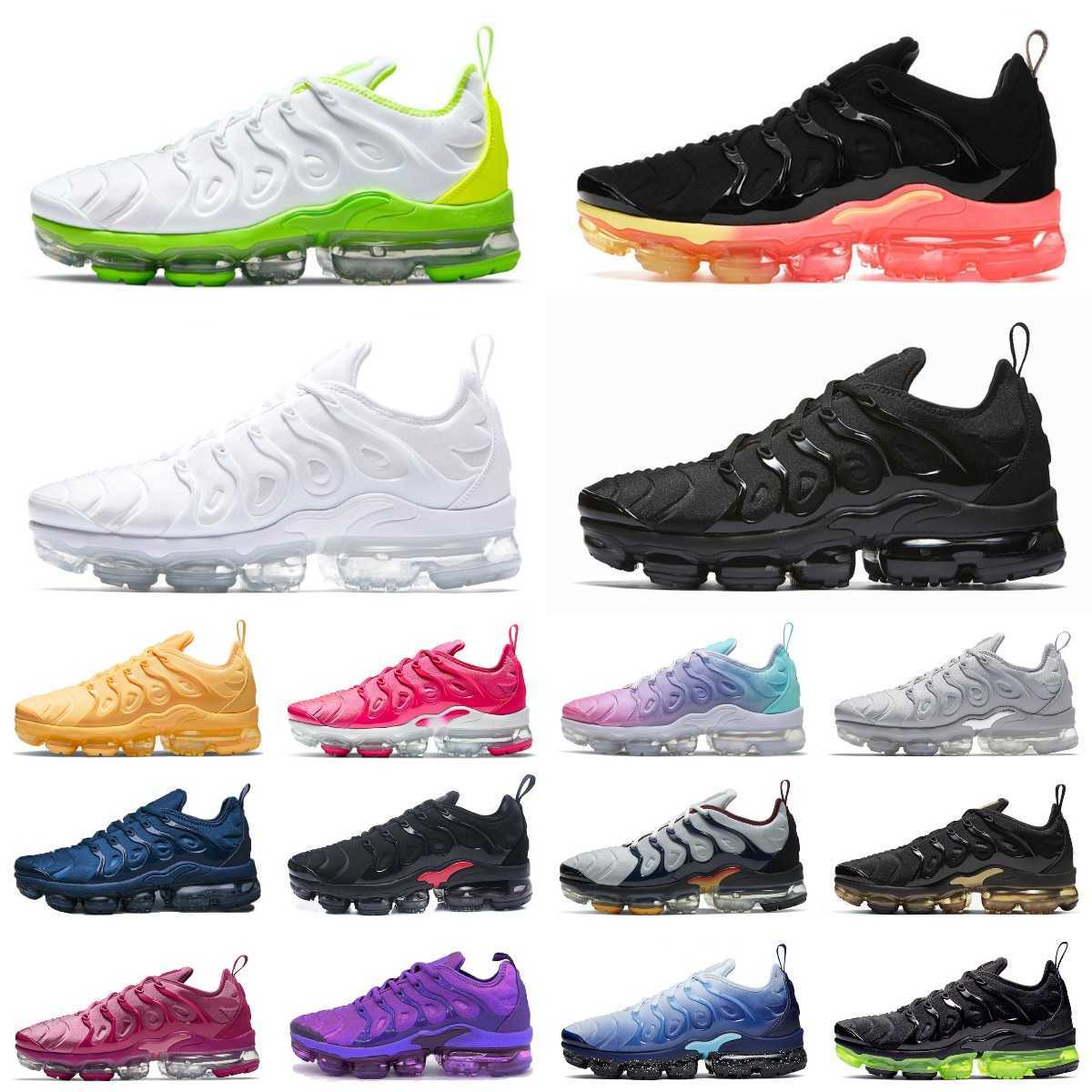 

TOP Sandals NEW TN plus running shoes mens Black White Volt Orange Gradients Cherry Red Cool Wolf Grey Neon Green Olive USA Blue Fury tns mens womens, 40-47 light bone