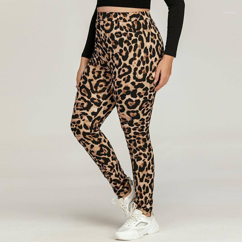 

Women's Leggings Sexy High Waist Sport Womens Plus Size Elastic Leopard Print Fitness Casual Pants Squat Proof, Brown