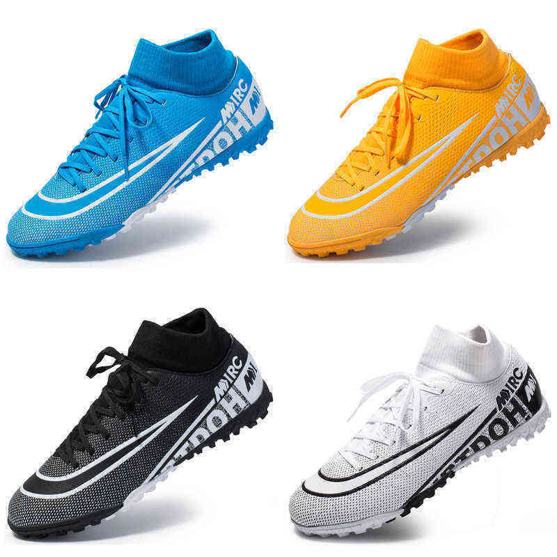 

Soccer Shoes Shoes Men Football Boots 2021 Turf Cleats Teenager Ankle High Tops Kids Indoor Training Sneaker 220331, 004 black