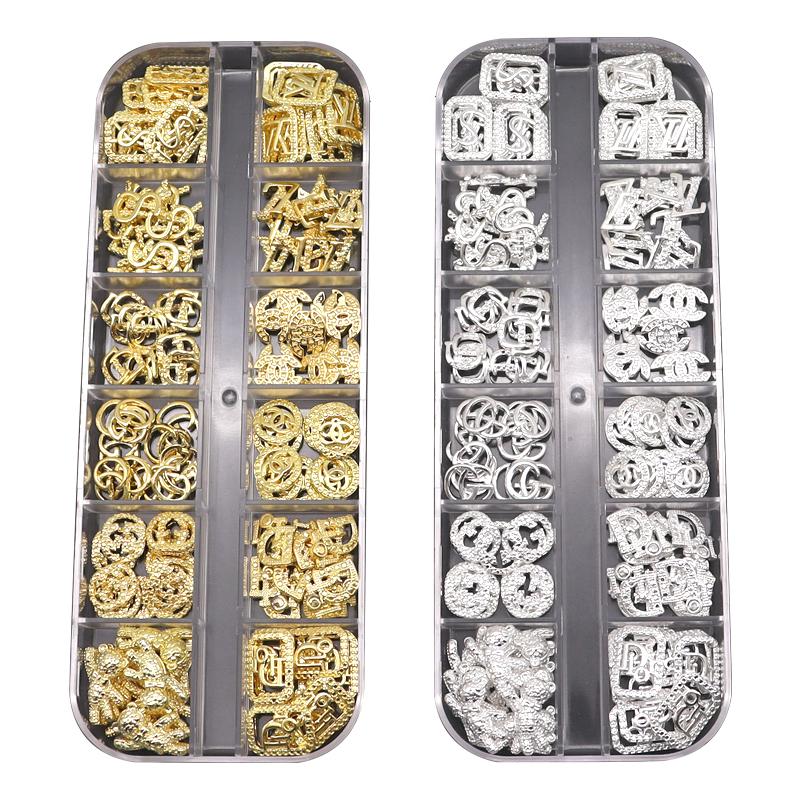 

Nail Art Decorations 120pcs/Set Metal Manicure Charm Gold And Silver Alloy Ornaments Shiny Rhinestone Pearl Accessories