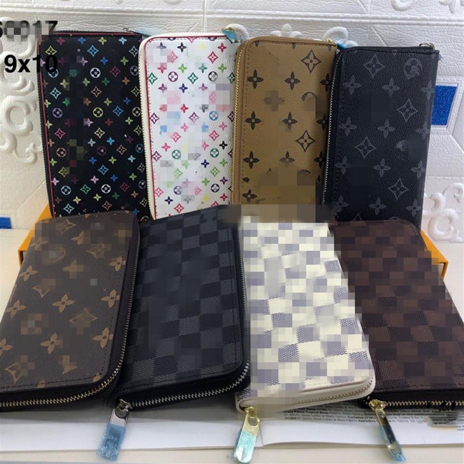 

Fashion women men clutch wallet leather wallets single zipper wallets designer lady male long and short classical coins purse with2007, 0000
