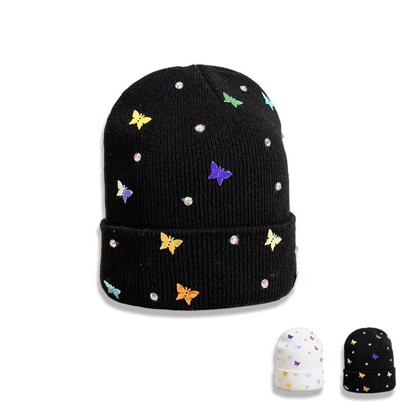 

Berets LDSLYJR 2022 Autumn And Winter Acrylic Butterfly Thicken Knitted Hat Warm Skullies Cap Beanie For Men Women 43, White
