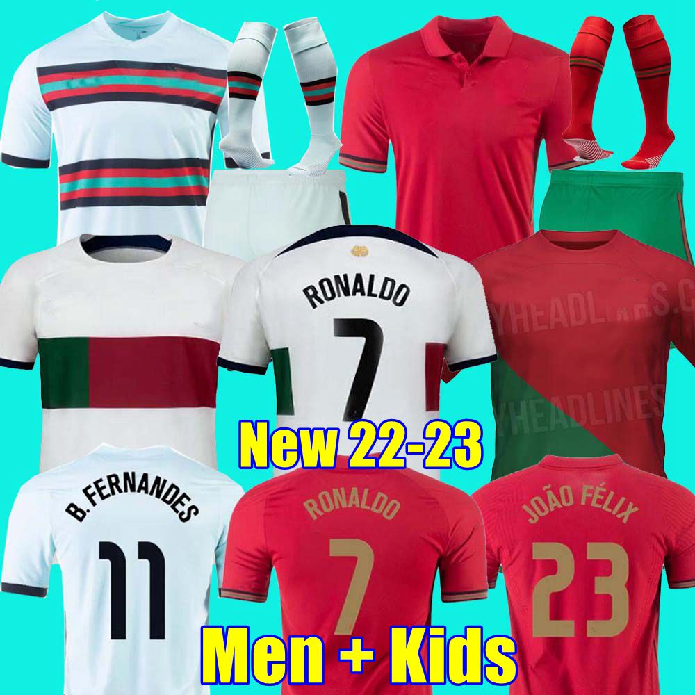 

22 23 Portuguesa JOAO FELIX soccer jerseys RUBEN NEVES BRUNO RONALDO FERNANDES Portugieser 2022 Portuguese football shirt Men Kids kit sets DIOGO J. OTAVIO woman top, Away kids