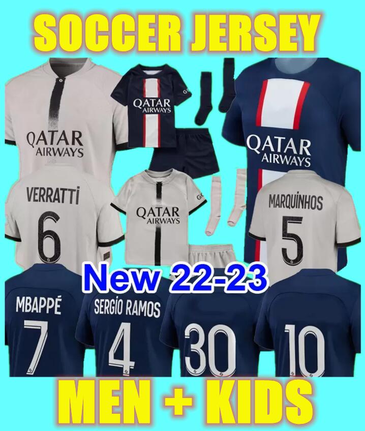 

MBAPPE HAKIMI PLAYER #30 soccer jersey SERGIO RAMOS 22 23 Maillots de football shirt 2022 2023 away 3rd MARQUINHOS pSGS men kids kit shirt uniforms maillot foot, 12