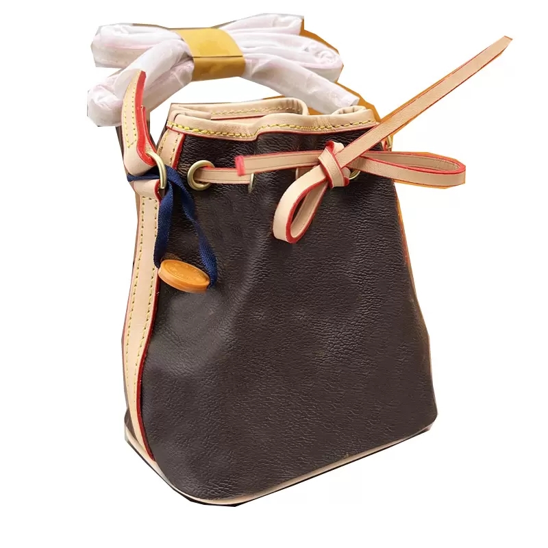

Nano Bucket Bag Crossbody Bags Women Mini Handbags Purse Canvas Leather Classic Letter Drawstring Handbags Portable Wallet Golden Hardware2588