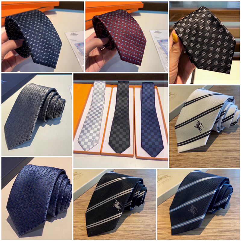 1:1 DUPE luxe hommes cravate foulards Gu-cci LV di-ou her-mes Bur-berry Fen-di hommes cravates pour hommes 23styles
