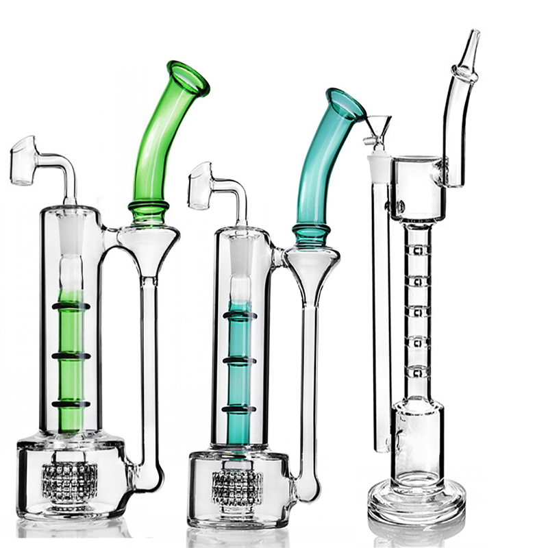 

5 layers perc bongs Hookahs Water Pipes Smoking Accessories Glass bubbler Heady glass oil Rigs Recycler bamboo bong 12.2inch tall