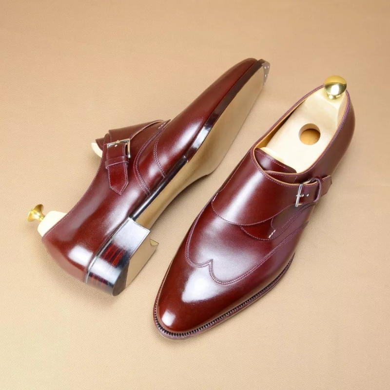

Monk Shoes Men PU Low Heel Solid Color Buckle Fashionable and Comfortable Classic Business Dress Banquet Shoes CP203, Clear