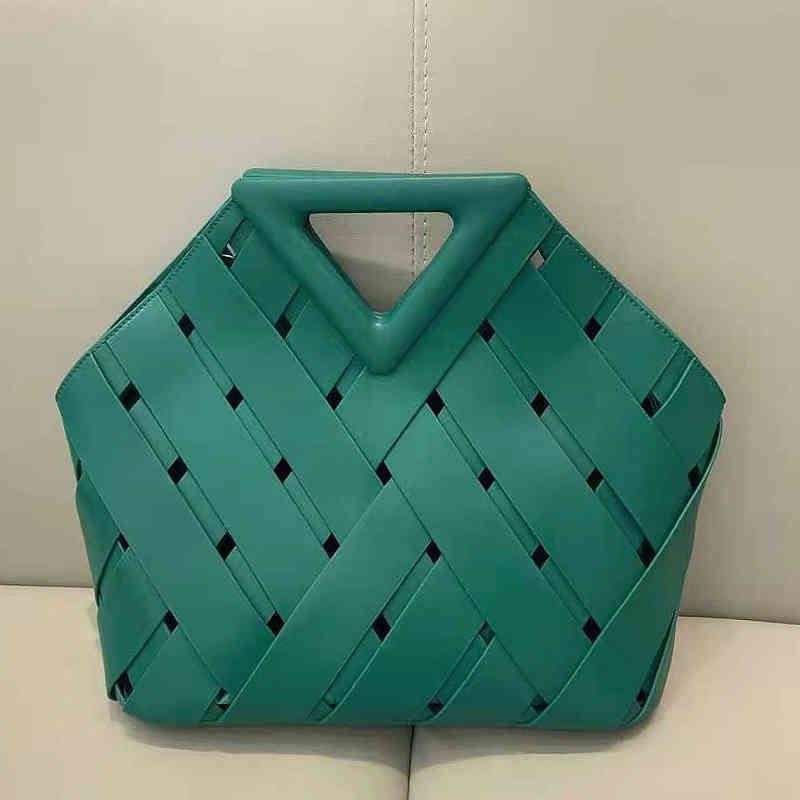 

Venetas Inverted Bottegav Triangle Bag Hollowed Out Handbag Niche Design Leather Vegetable Basket Women's Trend, Yellow