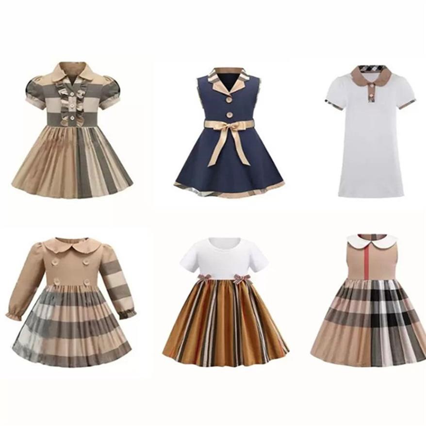 

Baby Girls Dress Kids Lapel College Short Sleeve Pleated Shirt Skirt Children Casual Clothing Kids Clothes234z, 003
