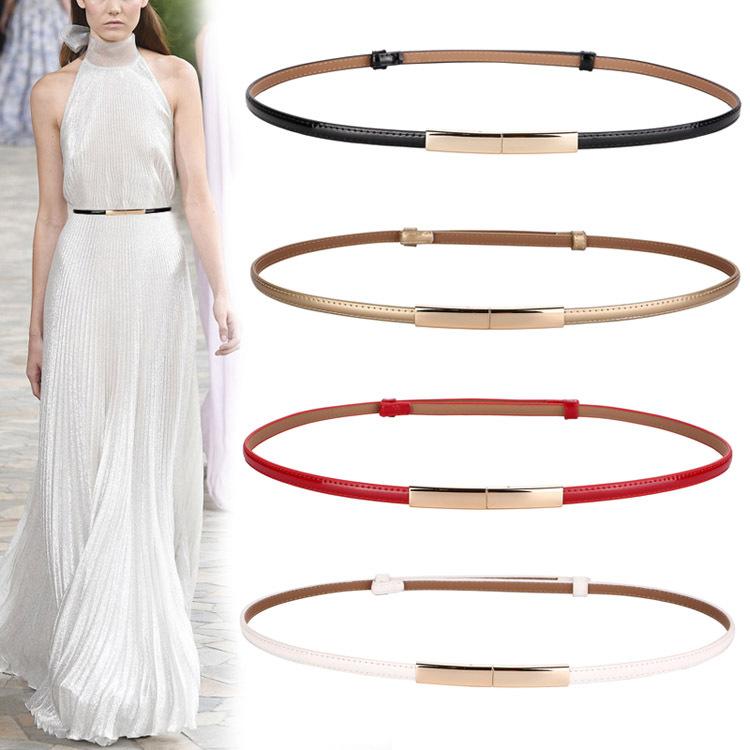 

Belts Simple Ladies Slim Belt Leather Fashion Decorative With Dress Shirt Waist Chain Black, White