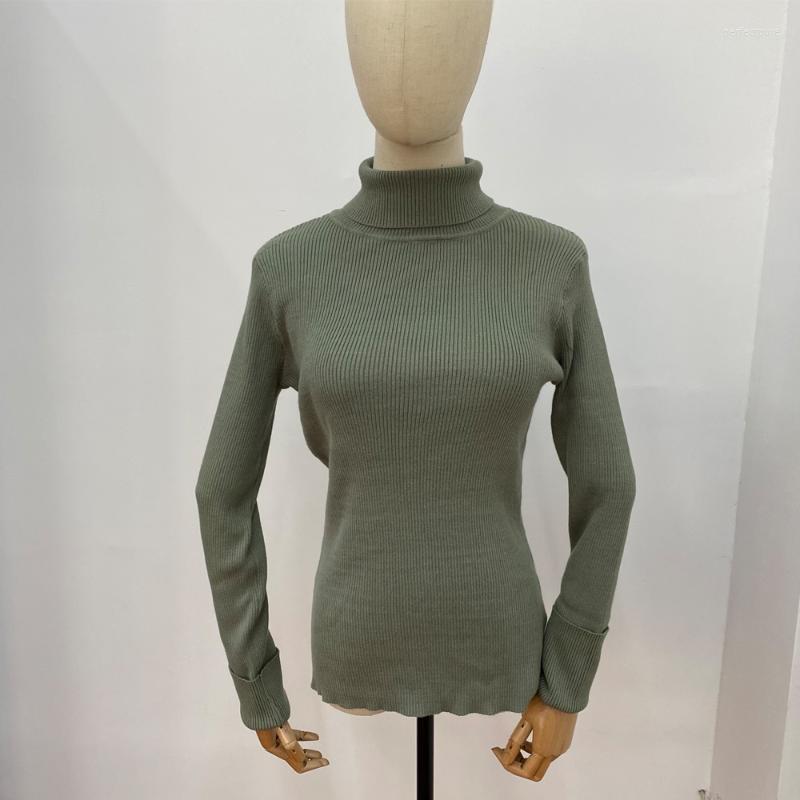 

Women's Sweaters Autumn And Winter Korean Version Women's Solid Color Two-lapel Pullover Sweater High-neck KnittedWomen's Perf22, Green