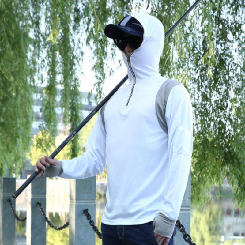 

Hunting Jackets Fishing Tshirt Long Sleeve Clothing Sun Protection Shirts With Cap For Men Women Boys Kids Wholesale Price-WhiteHunting, White