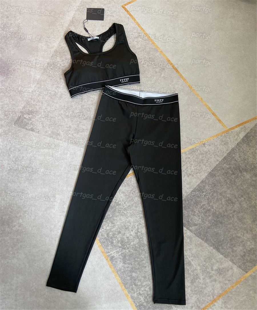 

Letter Printed Tracksuits Womens Summer Slim Yoga Outfit Running Jogging Cycling Tank Tops Leggings Girls Ladies Sportswear, Black with tag