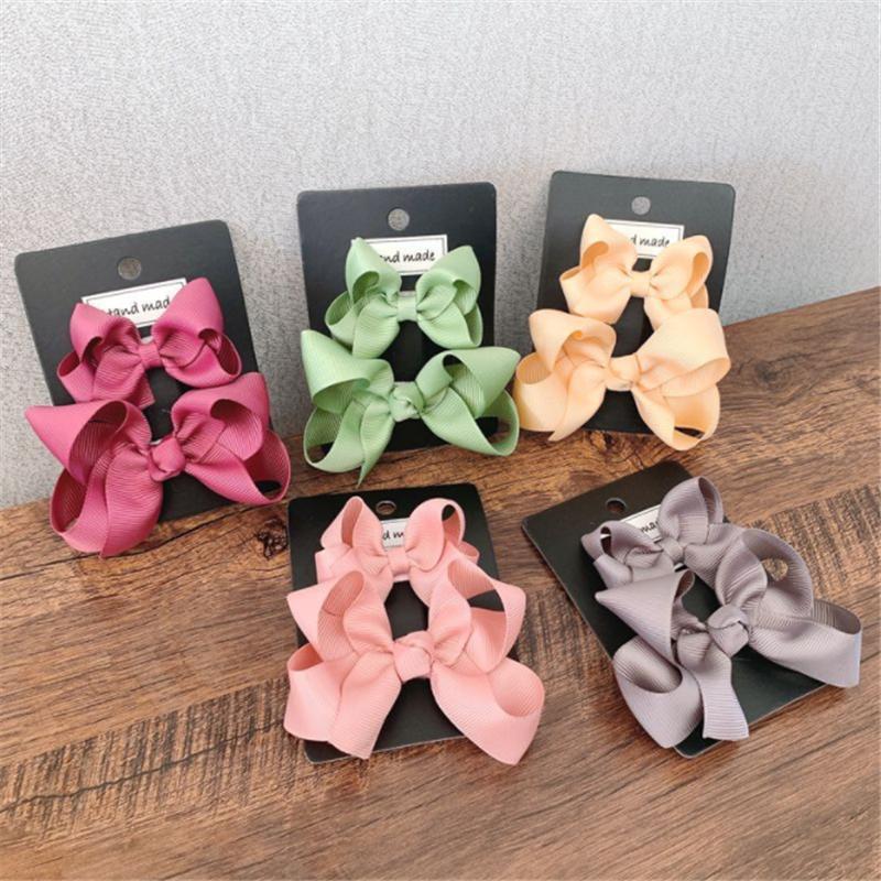 

Hair Accessories 10set/Lot Candy Color Grosgrain Ribbon Clips Hairpins Barrette Bowknot Headwear Solid Children Bow For Girls, Set 6