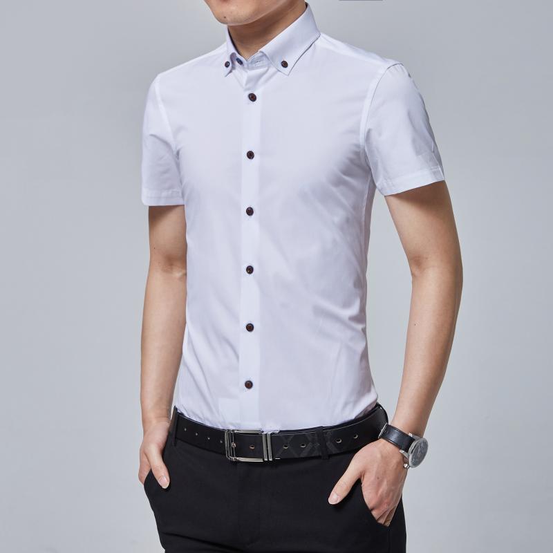 

Men's Casual Shirts Mens Shirt Summer For Men Fashion Short Sleeve Slim Fit Man Brand Clothing Plus Size 5XLMen's, Black