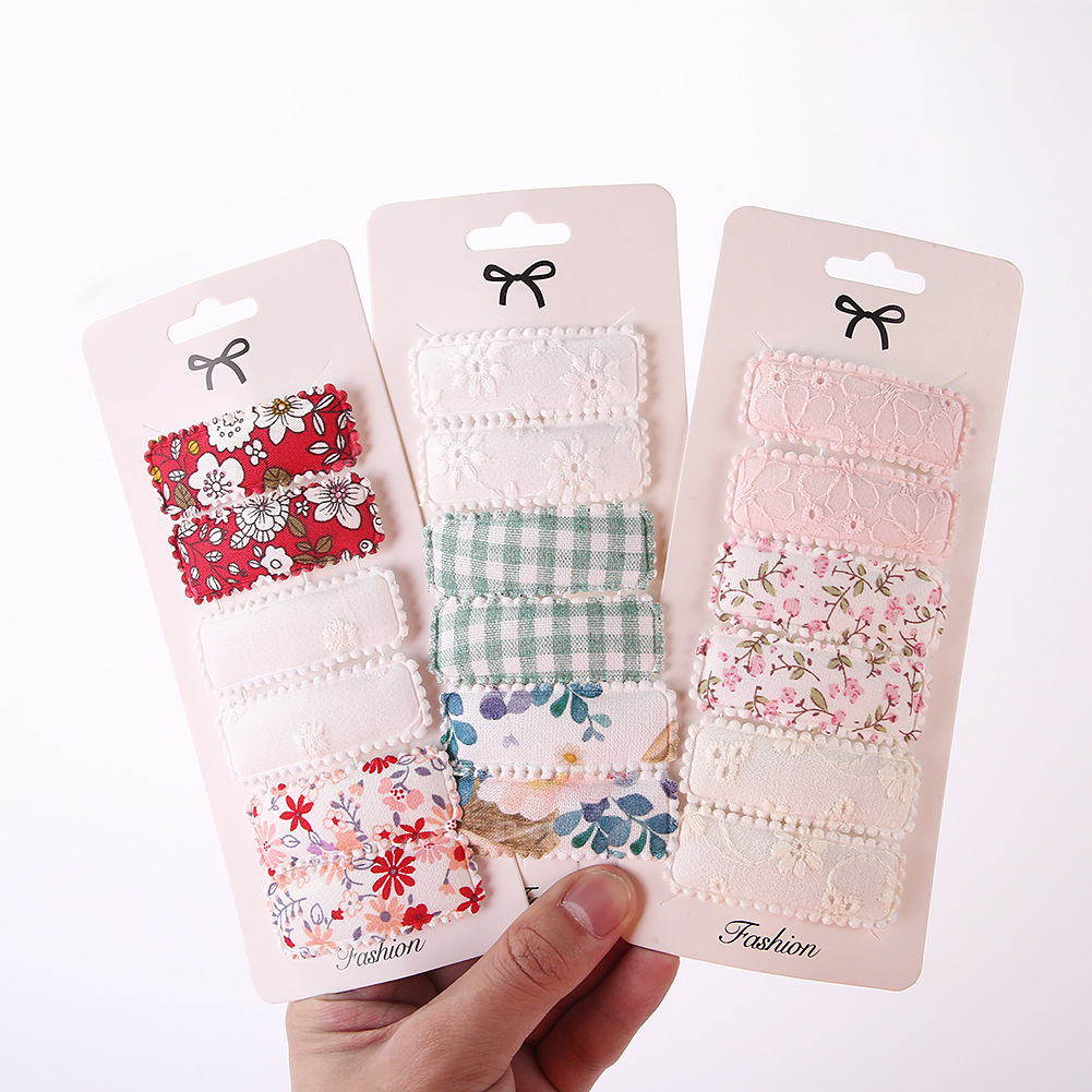 

New 2022 Brand Fashion Basic Snap Clip 6Pcs/set Floral Print Children Cute Ornament Hair Clips Girls Lovely Hairpins, Options
