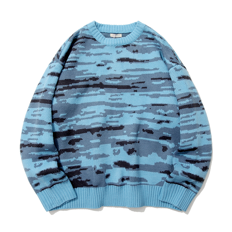 

Tie Dye Patchwork Pullover Sweaters Men's and Women's High Street Distressed Crew Neck Loose Casual Knitted Clothes
