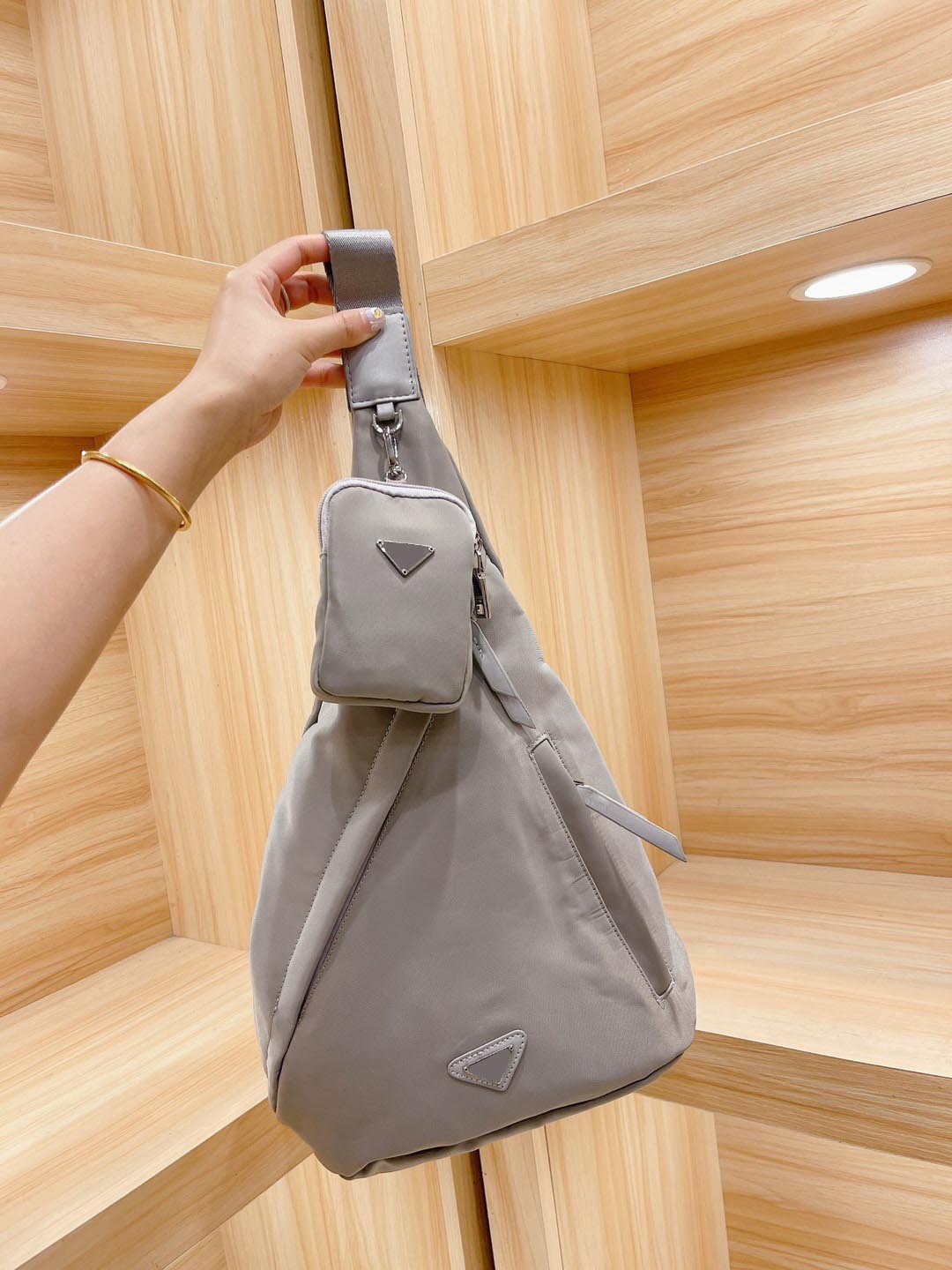 

Cross Body Bags PRADbag Totes Women Luxury Brand Shoulder Bag Designer Handbag Nylon triangle logo Crossbody Purses 1224, Pra bag-light grey-24*30 cm