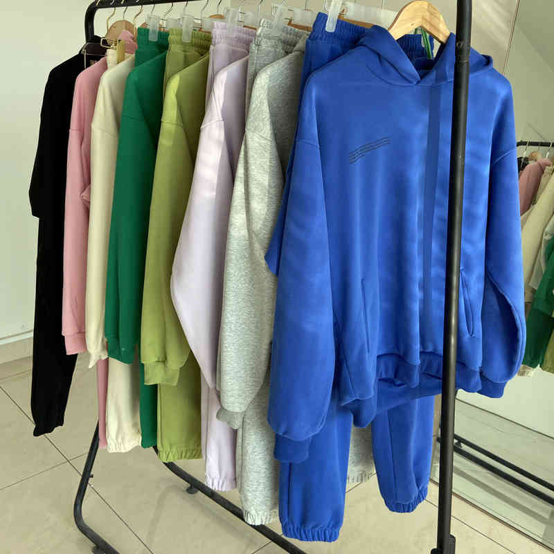 100% sweat à capuche en coton pantalons de survêtement femmes deux pièces survêtements ensembles féminins sweats pantalons de survêtement automne