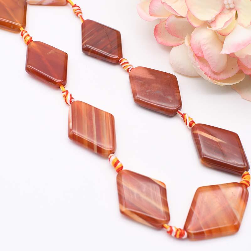 

Other 2strands/lot 32X24-36x26mm Natural Smooth Orange Stripe Agate Rhombus Stone For DIY Necklace Jewelry Making Loose 15" Free ShipOt