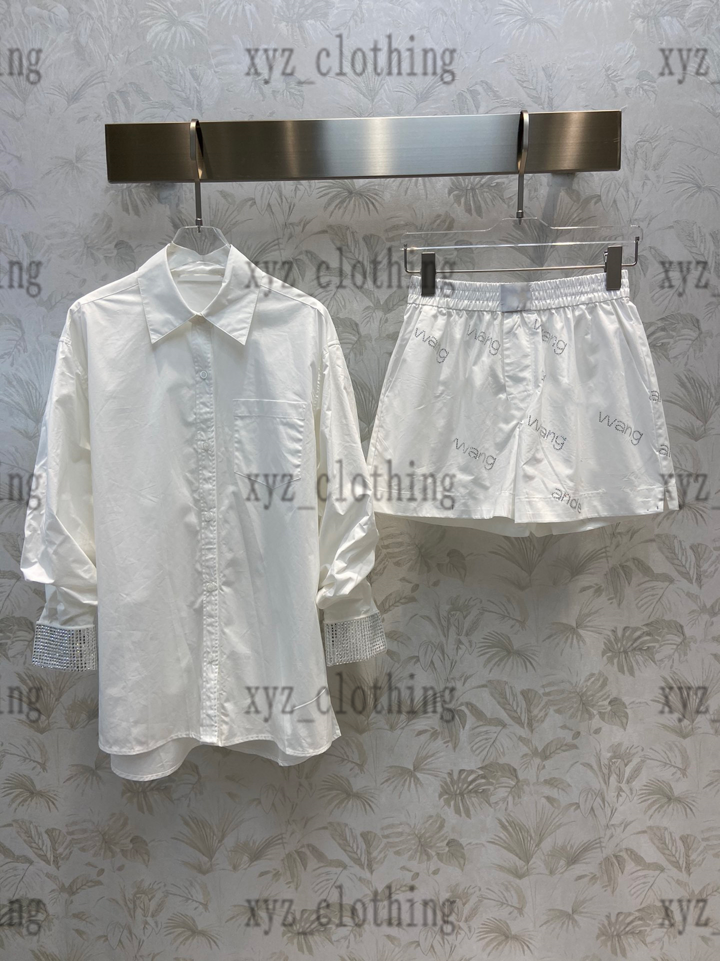 white summer sets womens dress 22ss newly high-end shirts long sleeve polo shirt Elastic Waist Shorts Oversized Shirt Heavy industry letter flash