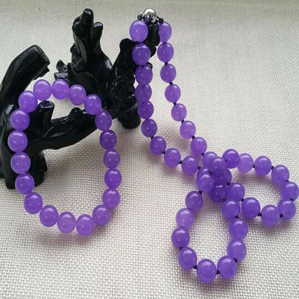 

Natural 10MM Lavender Purple Jade Gemstone Round Beads Necklace Bracelet Set