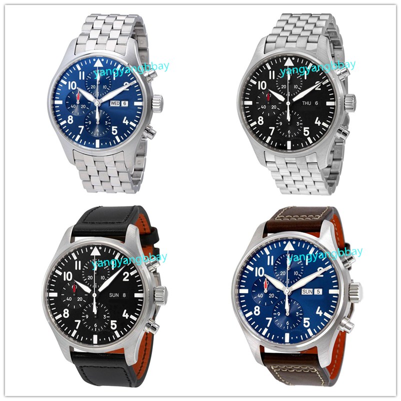 

With Box Papers Wristwatch Top Quality 43mm Cal.7750 Automatic Chronograph Blue Dial men's Watch